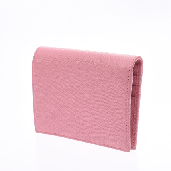 Prada Prada Compact钱包粉红色1mv204女式野生动物双折钱包A-Rank使用Silgrin
