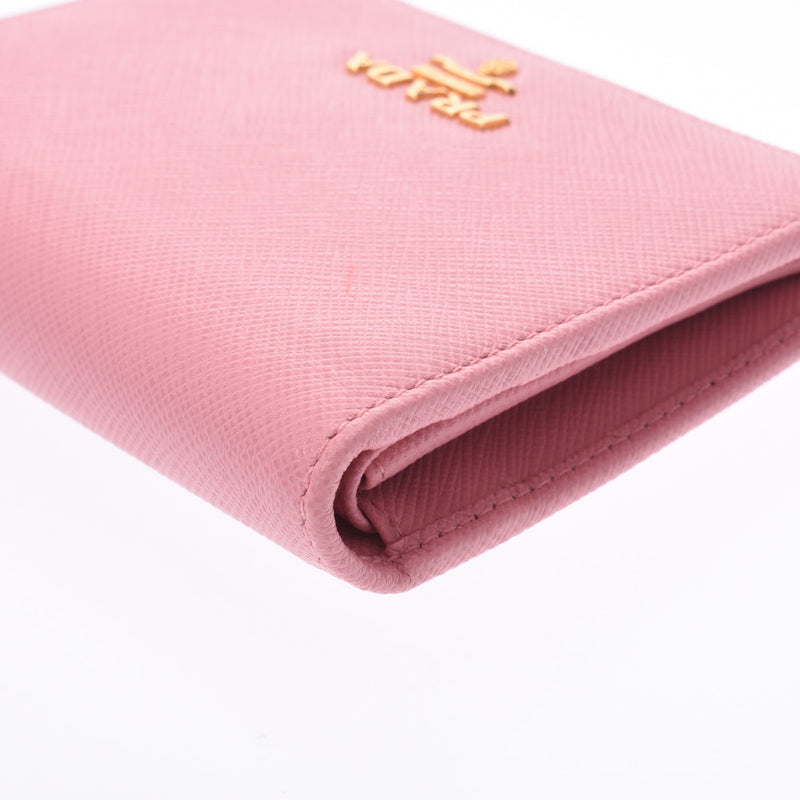 PRADA Prada Compact Wallet Pink 1MV204 Women's Safiano Two-fold Wallets A-rank used Silgrin