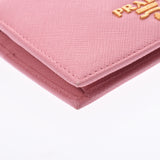 PRADA Prada Compact Wallet Pink 1MV204 Women's Safiano Two-fold Wallets A-rank used Silgrin