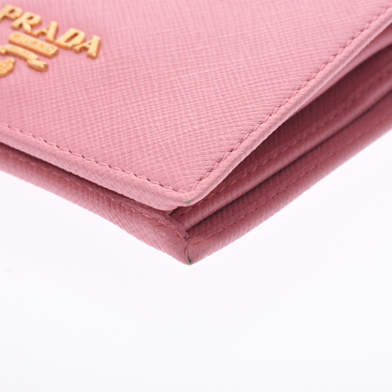 PRADA Prada Compact Wallet Pink 1MV204 Women's Safiano Two-fold Wallets A-rank used Silgrin