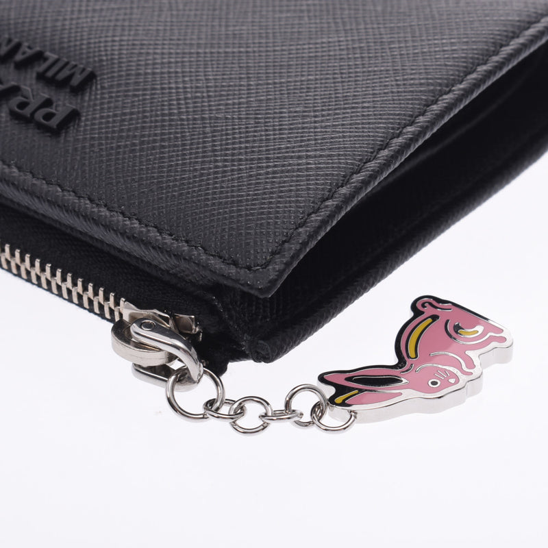 PRADA Prada Compact Wallet Rabbit Charm Black 1ML023 Ladies Safiano Two-folded wallet New Solder Sink