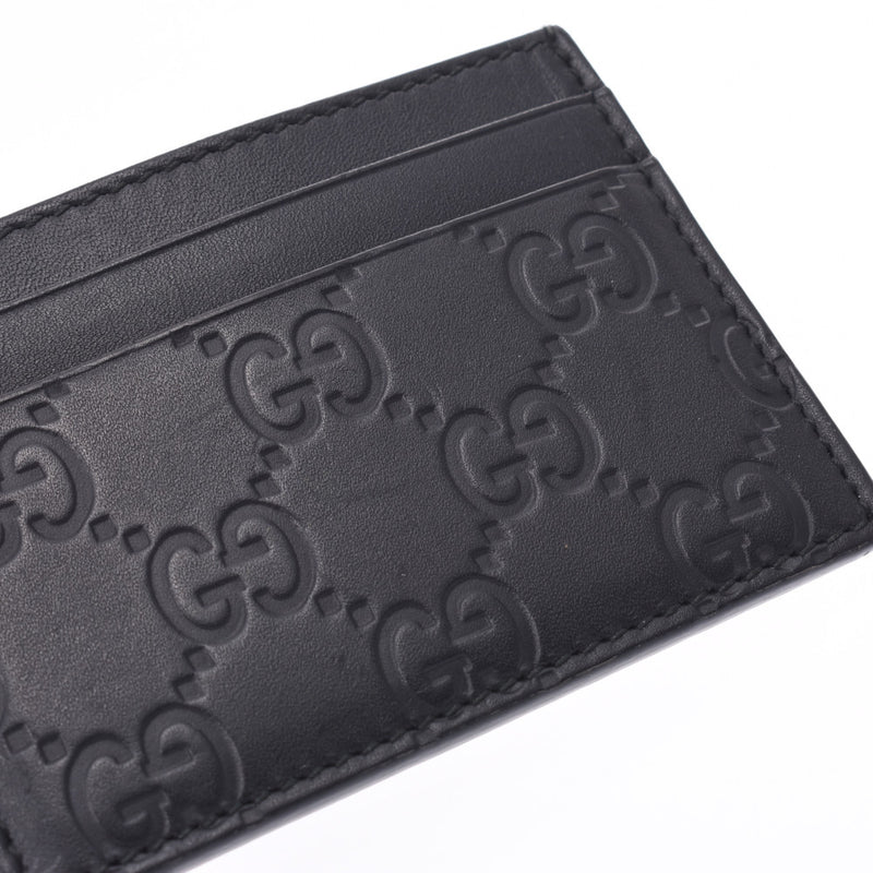 GUCCI Gucci Gucci Shima Black 233166 Unisex Card Case A Rank Used Silgrin