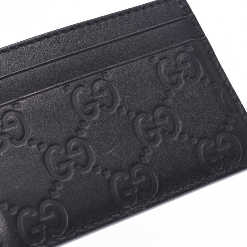 GUCCI Gucci Gucci Shima Black 233166 Unisex Card Case A Rank Used Silgrin