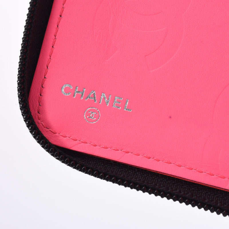 Chanel Cambon line Black / white women's calf Wallet