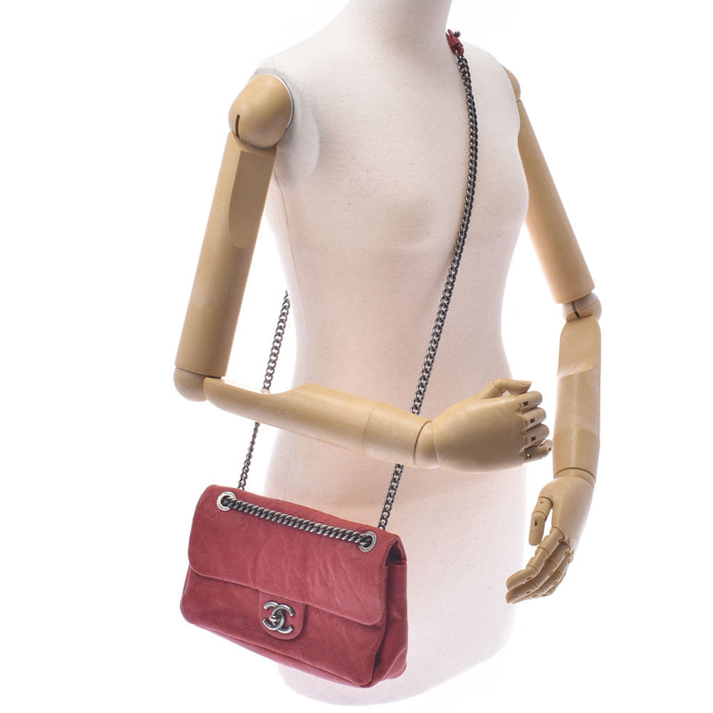 CHANEL Chanel Matrasse Chain Shoulder Red Silver Fittings Ladies Soft Caviar Skin Shoulder Bag AB Rank Used Ginzo