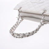 Chanel Chanel Matrasse PTT Tote White Silver Bracket Ladies Caviar Skin Handbag B Rank Used Silgrin