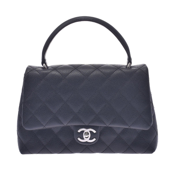 Chanel Chanel Matrasse top handle black silver bracket Women's caviar skin handbag A rank used sinkjo