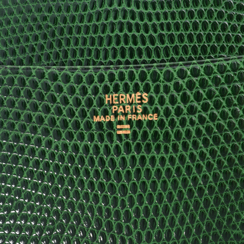 Hermes Hermes议程绿色银色支架○S链条（1989年左右）UniSEX Lisard手册封面B排名使用水池