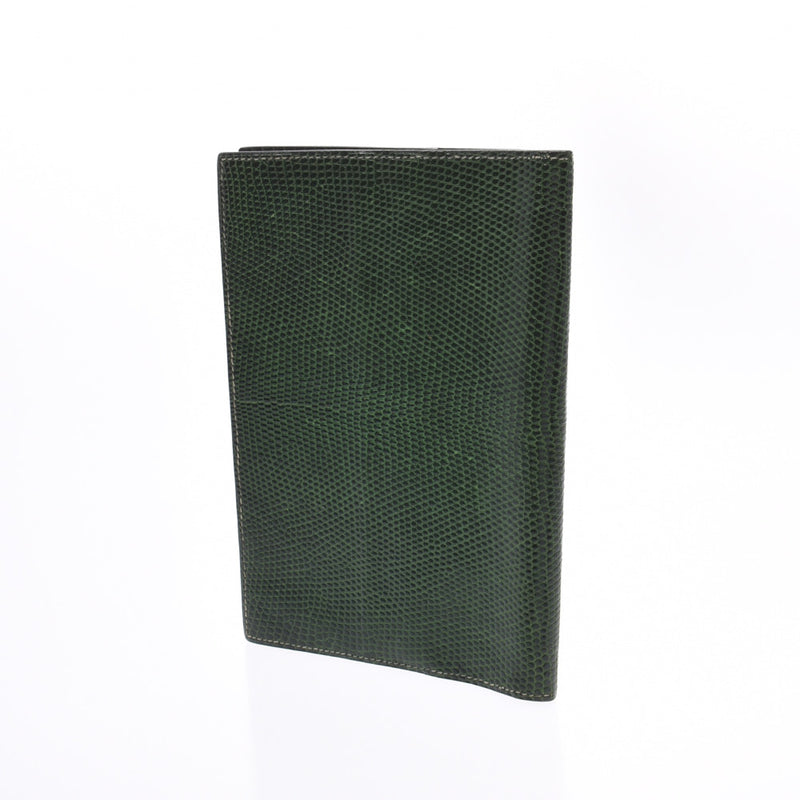 HERMES Hermes Agenda Green Silver Metal Fittings ○S Engraving (circa 1989) Unisex Lizard Pocketbook Cover B Rank Used Ginzo