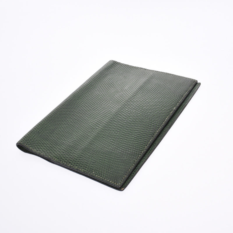 HERMES Hermes Agenda Green Silver Metal Fittings ○S Engraving (circa 1989) Unisex Lizard Pocketbook Cover B Rank Used Ginzo