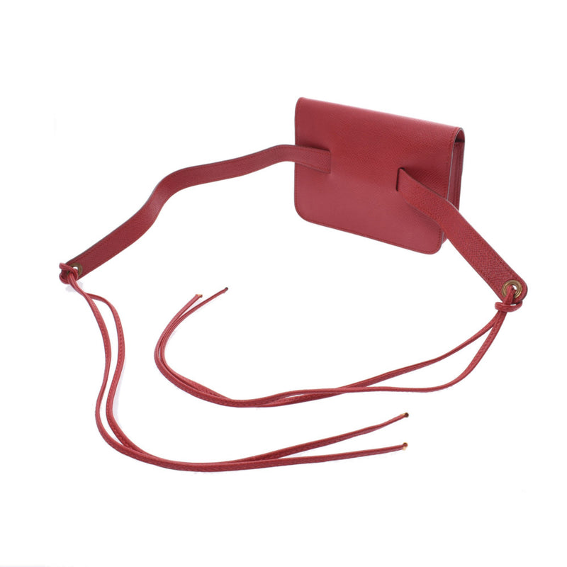 HERMES エルメス ポシェットグリーン ルージュビフ ゴールド金具 ユニセックス クシュベル ウエストバッグ ABランク 中古 銀蔵