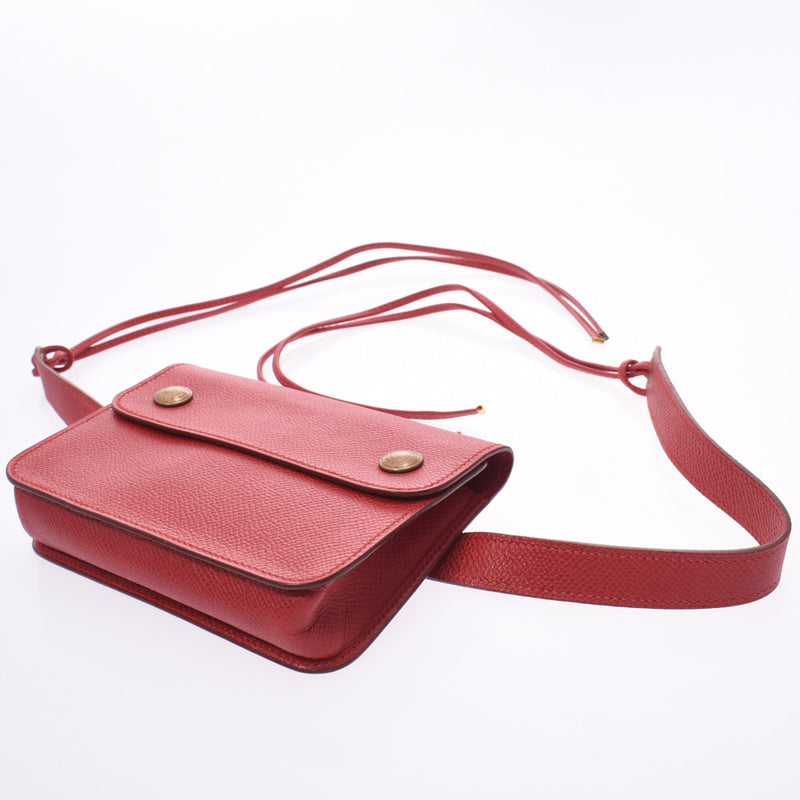 HERMES エルメス ポシェットグリーン ルージュビフ ゴールド金具 ユニセックス クシュベル ウエストバッグ ABランク 中古 銀蔵