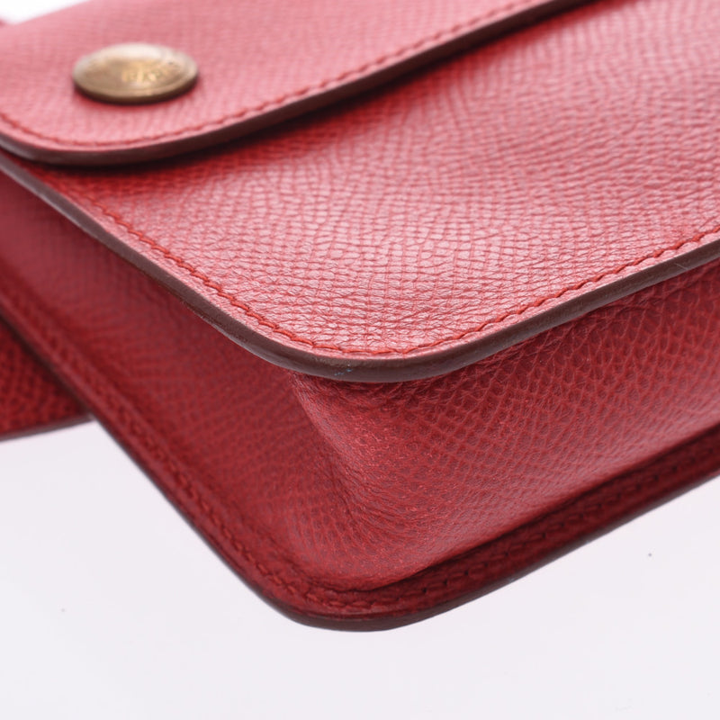 HERMES エルメス ポシェットグリーン ルージュビフ ゴールド金具 ユニセックス クシュベル ウエストバッグ ABランク 中古 銀蔵