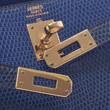 Hermes Hermes Minidey Blue Roy Gold Bracket ○ S Chain (around 1989) Ladies Lizard Shoulder Bag B Rank Used Sinkjo