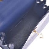 Hermes Hermes Minidey Blue Roy Gold Bracket ○ S Chain (around 1989) Ladies Lizard Shoulder Bag B Rank Used Sinkjo