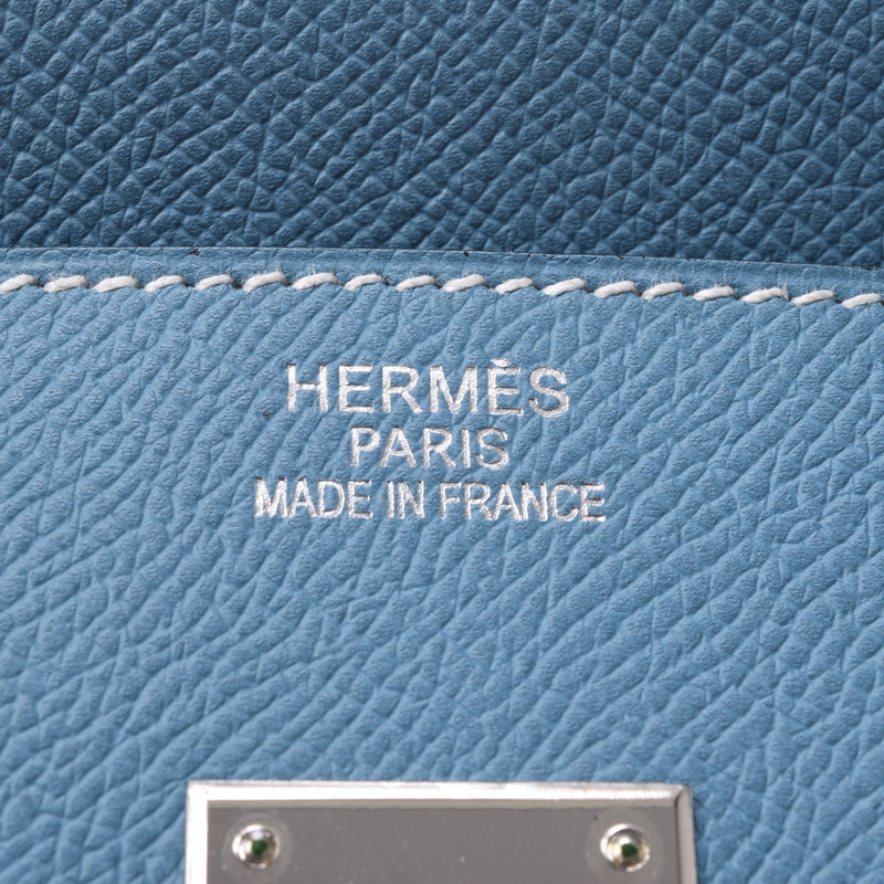 Hermes Birkin bag 35 blue jean silver hardware