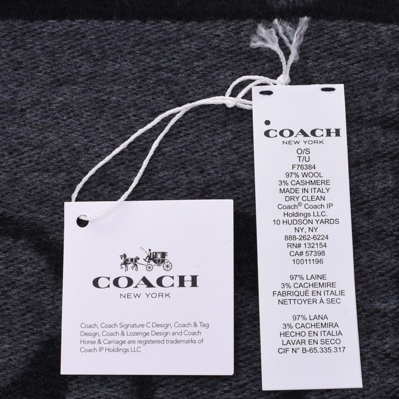 [Financial sales] COACH coach signature black F76384 Unisex wool 97% / Cashmere 3% muffler unused silver