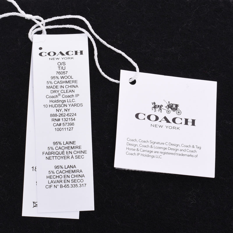 COACH コーチ シグネチャー 黒/グレー 76057 ユニセックス ウール95％/カシミヤ5％ マフラー 未使用 銀蔵