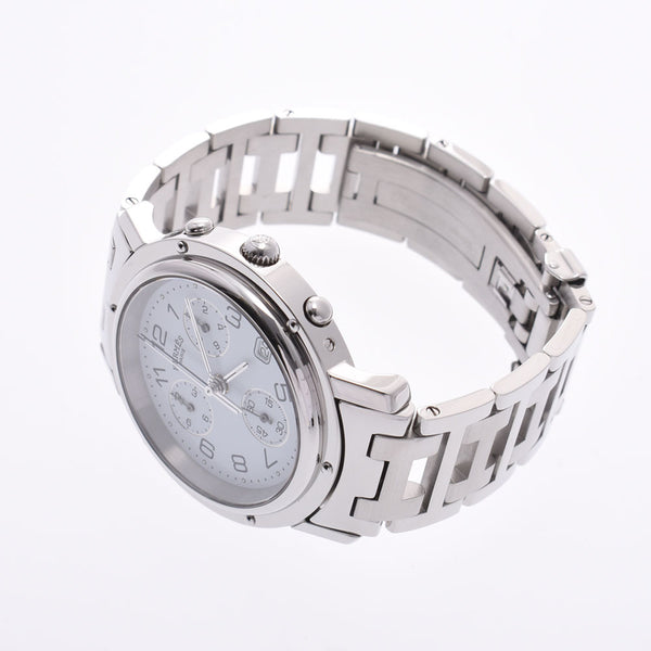 Hermes Hermes Clipper Chrono CL1.910 Men's SS Watch Quartz White Full Technique A-Rank Used Sinkjo