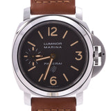 Officine Panerai Officene Panerai Luminor Marina Achataio PAM00632 Men's SS / Leather Watch Hand-rolled Brown Dimp A-Rank Used Silgrin