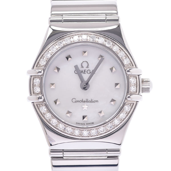 OMEGA Omega Constellation bezel diamonds 1465.71 Ladies SS wristwatch Quints shell. A-rank used silver storehouse.