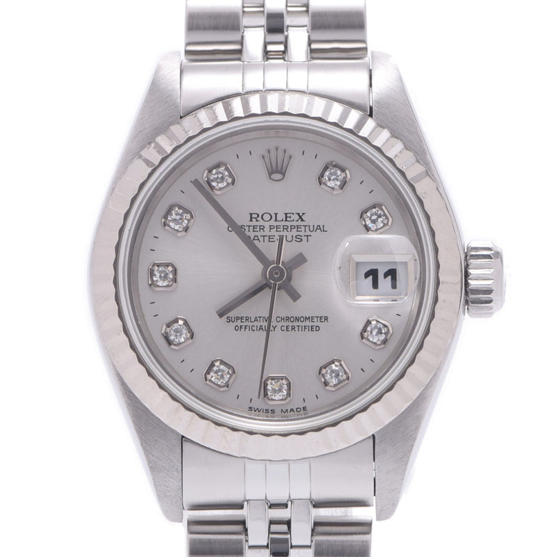 ROLEX Rolex Datejust 10P Diamond 69174G Women's WG/SS Watch Automatic Winding Silver Dial A Rank Used Ginzo