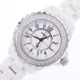 CHANEL Chanel J12 33mm Bezel Diamond Boys White Ceramic/SS Watch Quartz White Dial A Rank Used Ginzo