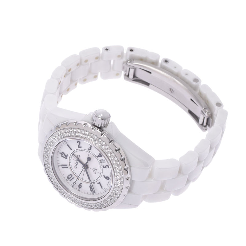 CHANEL Chanel J12 33mm Bezel Diamond Boys White Ceramic/SS Watch Quartz White Dial A Rank Used Ginzo