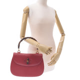 GUCCI Gucci Bamboo 2WAY Bag Red Ladies Pigskin/Bamboo Handbag A Rank Used Ginzo