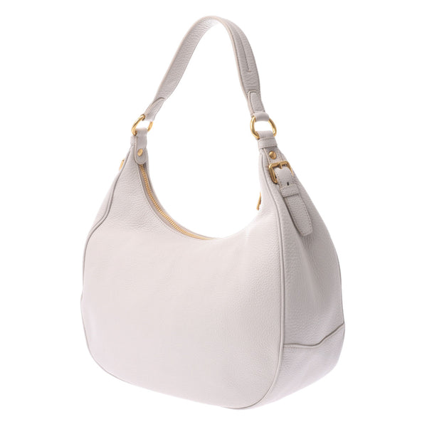 PRADA Prada One Shoulder Bag White Gold Bracket B4311M Ladies Curf Semi-Shoulder Bag A-Rank Used Silgrin