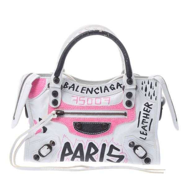 Balenciaga Valenciaga Graffiti Mini City 2way Bag White Ladies 