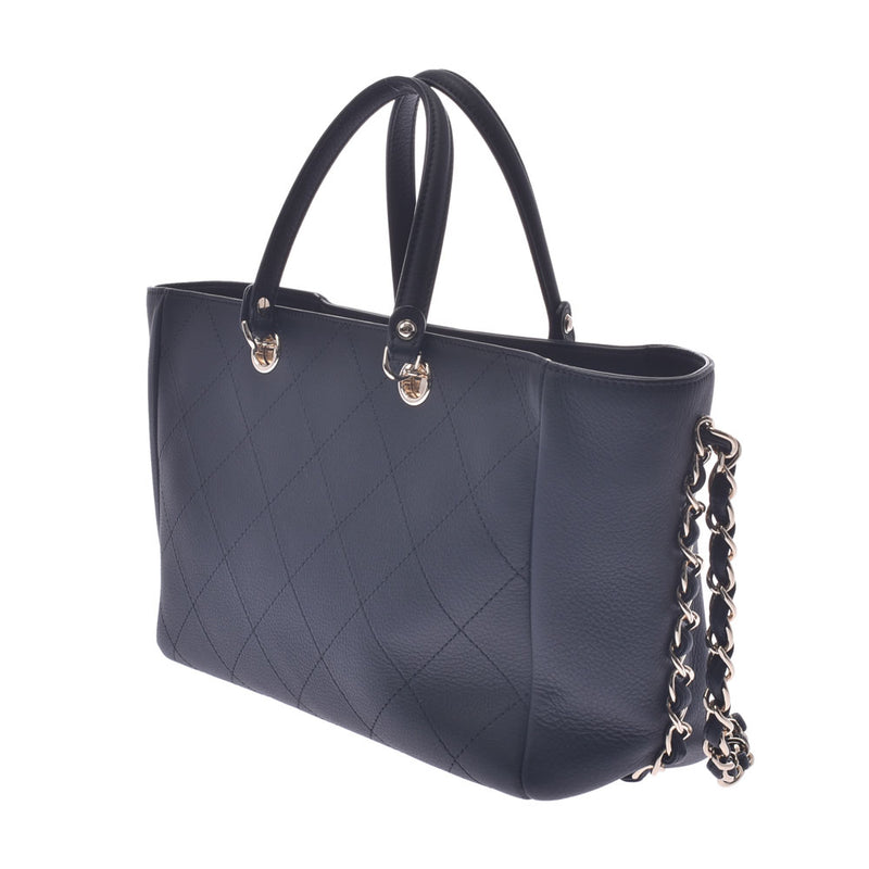 CHANEL Chanel Small Shopping Bag 2way Black Gold Bracket Women's Curf Shoulder Bag A-Rank Used Sinkjo