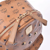 【Financial sales】 MCM MCM Backpack Studs Camel Unisex Leather Rucks Day Pack AB Rank Used Silgrin