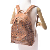 【Financial sales】 MCM MCM Backpack Studs Camel Unisex Leather Rucks Day Pack AB Rank Used Silgrin