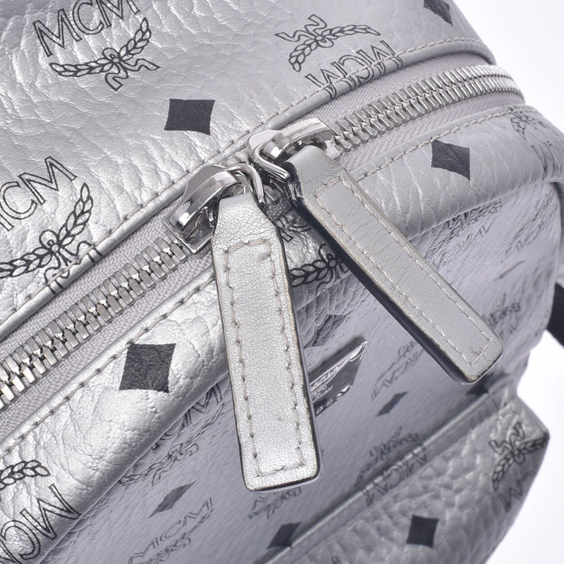 MCM MCM Backpack Side Studs Silver Unisex Leather Rucks Dai Pack B Rank Used Silgrin