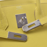 Hermes Hermes Burkin 30 Lime Palladium Bracket D Engraved (around 2019) Women's Voepson Handbag Unused Silgrin