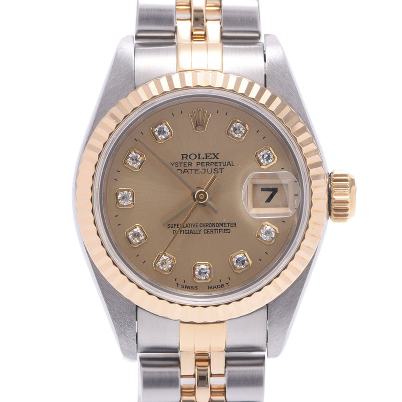 ROLEX Rolex Datejust 10P Diamond 69173G Ladies YG/SS Watch Automatic Winding Champagne Dial A Rank Used Ginzo