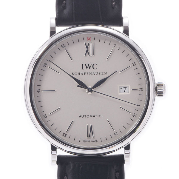 IWC SCHAFFHAUSEN IDAFFHAUSEN Schaffhausen Portfino IW356501 Men's SS/Leather Watch Automatic White Dial A Rank Used Ginzo
