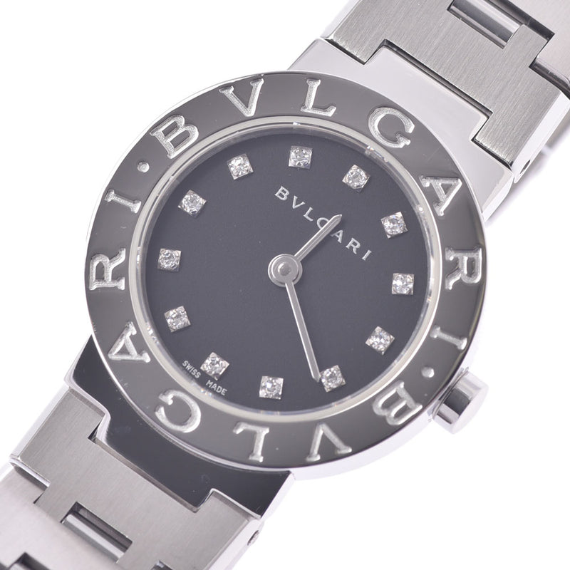 BVLGARI Bvlgari Bvlgari Bvlgari Bvlgari 23 12P diamond BB23SS ladies SS watch quartz black dial a rank second-hand silver