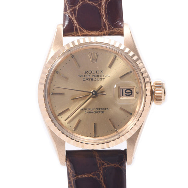 ROLEX Rolex Day Just Antique 6517 Women's YG / Leather Watch Automatic Sharpan Shape AB Rank Used Silgrin