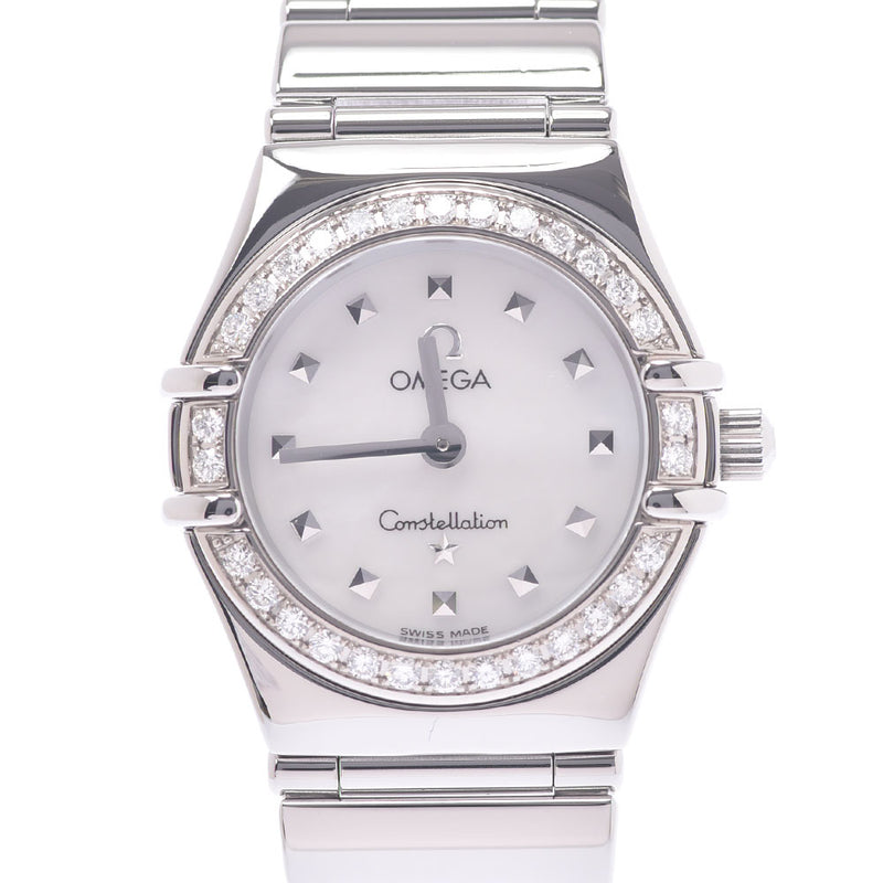 OMEGA Omega Constellation bezel diamonds 1465.71 Ladies SS wristwatch Quints shell. A-rank used silver storehouse.