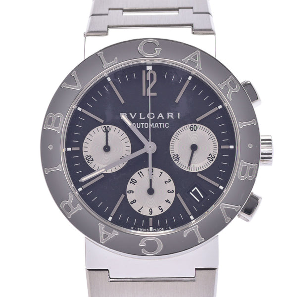 BVLGARI Bulgari Burgari Burgari 38 Chronograph BB38SSCH Mens SS Watch Automatic Black Die AB Rank Used Sinkjo