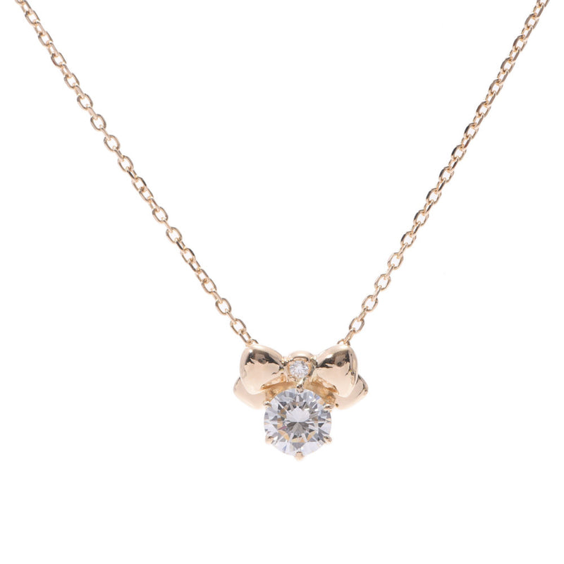 NINA RICCI ニナリッチ リボンモチーフ ダイヤ0.33ct レディース K18YG ネックレス Aランク 中古 銀蔵