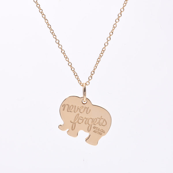 Tiffany & CO. Tiffany Elephant Never Forget Ladies K18 YG Necklace A-Rank Used Silgrin
