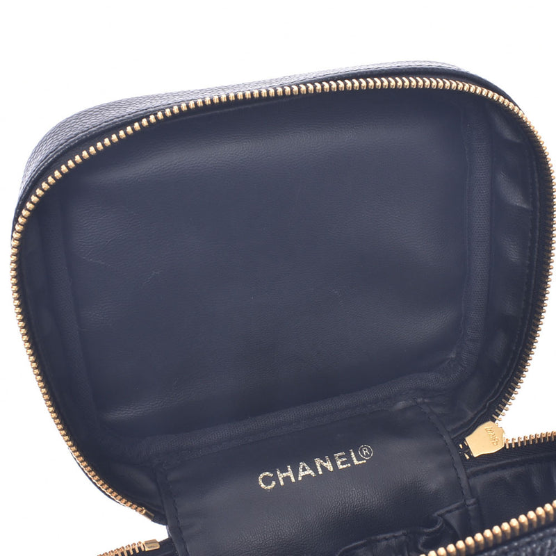 Chanel Chanel Vertical Vertical Volleyball Bag Black Gold Bracket Ladies Caviar Skin Handbags A Rank Used Silgrin