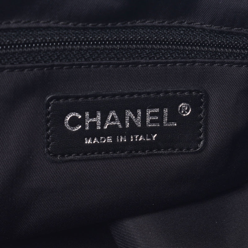 CHANEL シャネル パリビアリッツ トートTGM 黒 ユニセックス コーティングキャンバス/レザー トートバッグ Bランク 中古 銀蔵