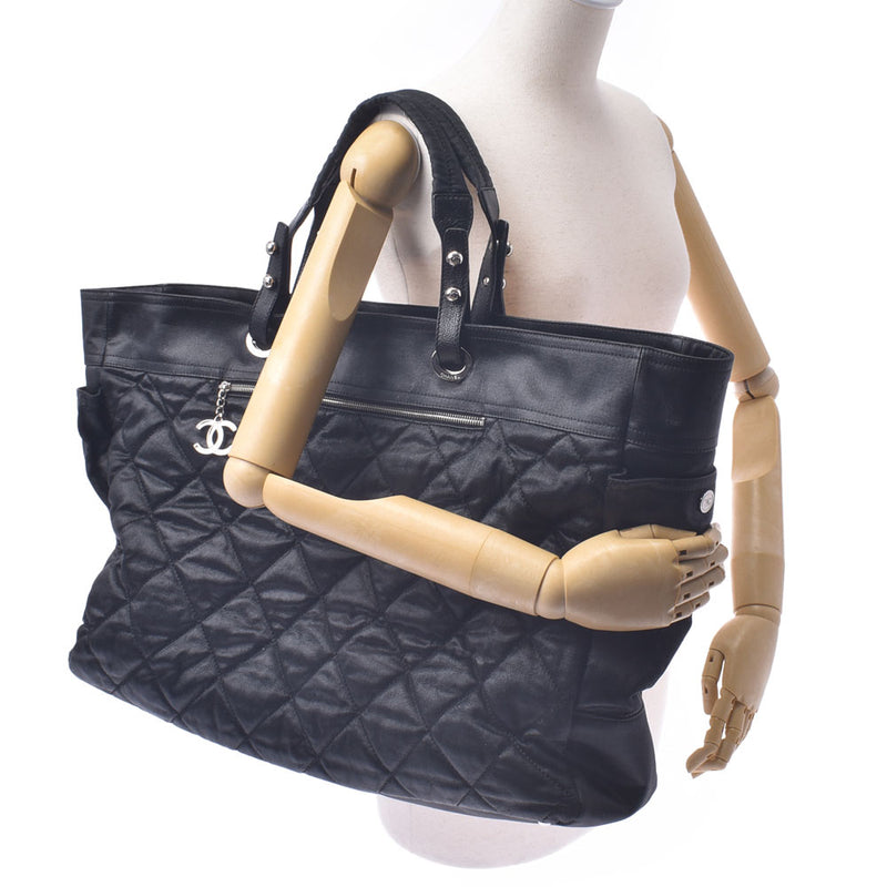 CHANEL Chanel Paryl fritz tote TGM Black Unisex Coated Canvas/Leather Tote Bag B Rank Used Ginzo