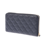 Chanel Chanel Matrasse Round Fastener Black Gold Bracket Women's Caviar Skin Long Wallet AB Rank Used Silgrin