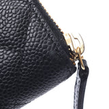 Chanel Chanel Matrasse Round Fastener Black Gold Bracket Women's Caviar Skin Long Wallet AB Rank Used Silgrin