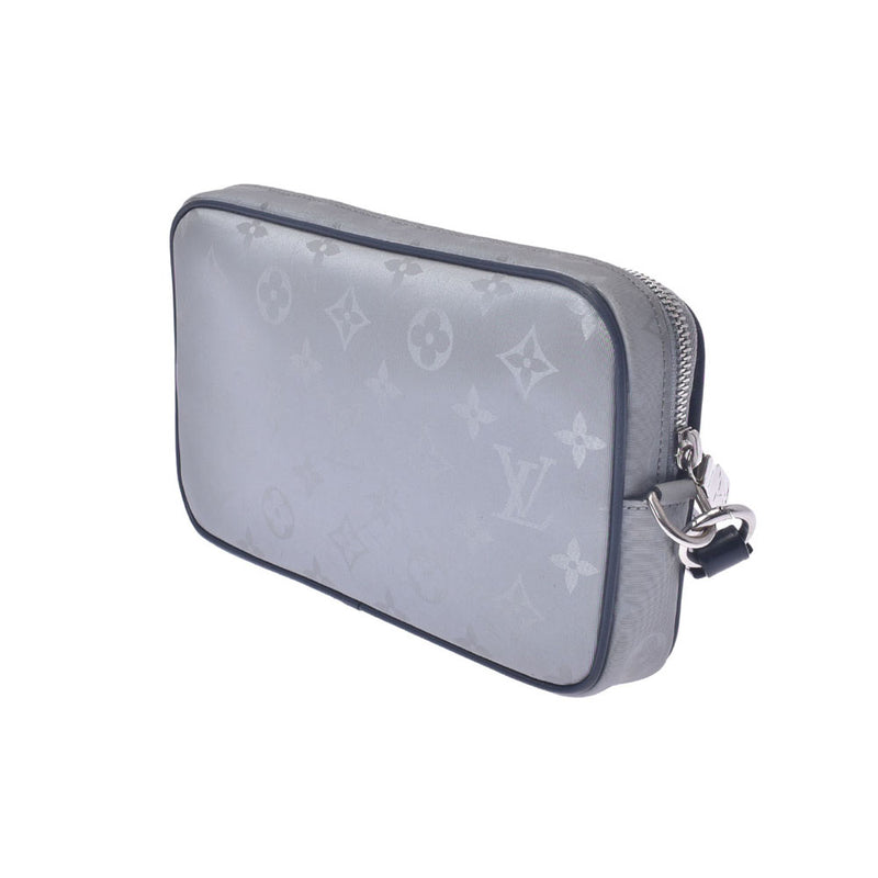 LOUIS VUITTON Monogram satellite alpha Clutch Bag Silver M44171 LV Auth  29977A